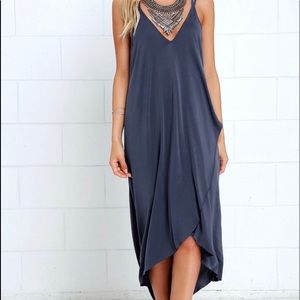 Mood and Melody washed blue high-low dress